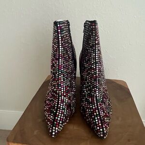 Women's Multicolor Rhinestone Ankle Boots